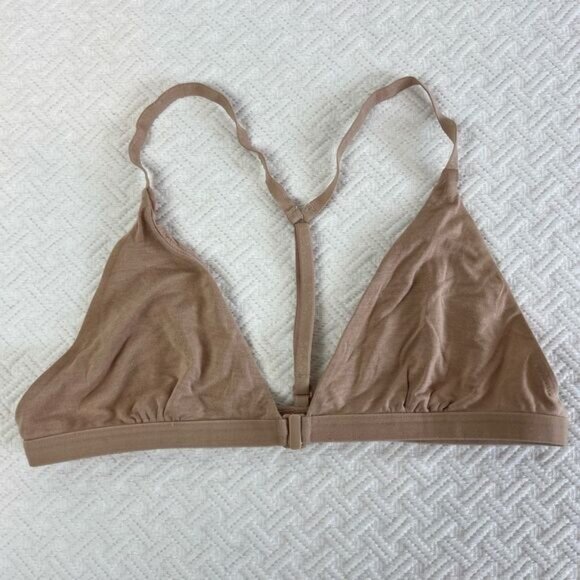 Vintage Lululemon Comfort Small A Cup Tan Triangle Cupped Bra Bralette Tan Beige - Picture 1 of 10